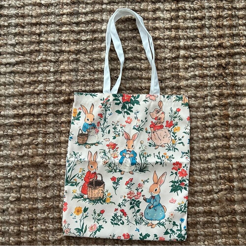 Peter Rabbit Floral Tote Bag | Vintage-Inspired Cotton Canvas